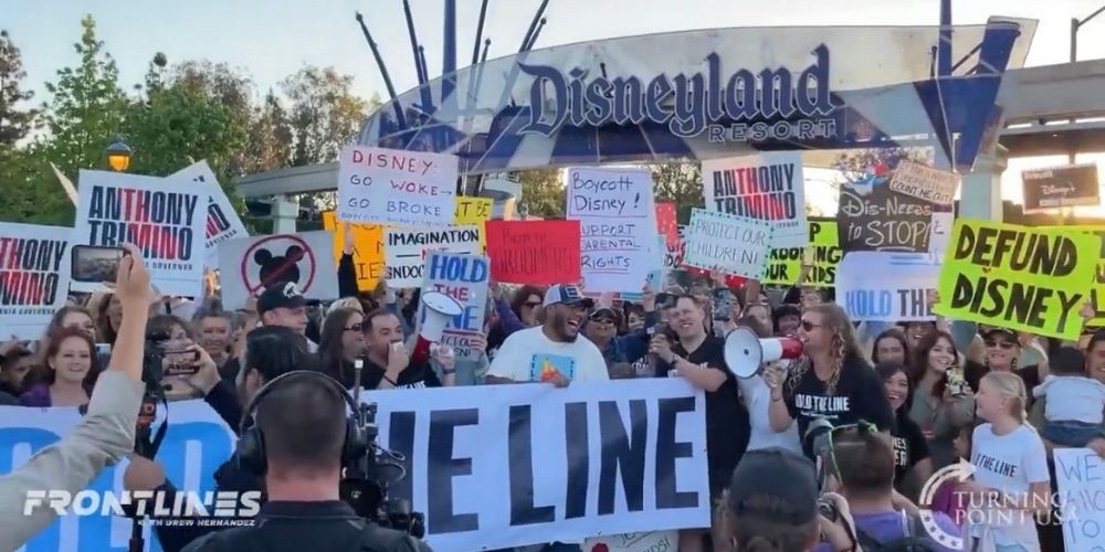 BOYCOTT DISNEY: Protesters gather outside Disneyland