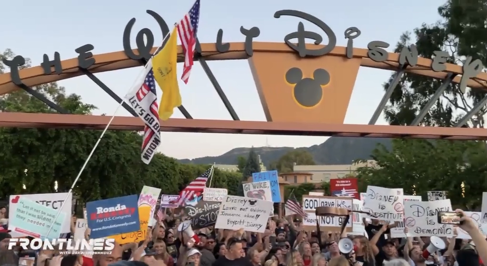 BREAKING: Protesters gather in front of Disney HQ to protest grooming and pedophilia