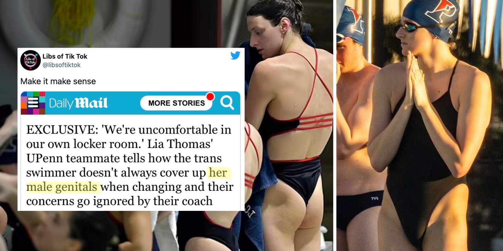 Trans swimmer's teammates reveal they're 'often uncomfortable' in locker room, say she exposes her male genitals