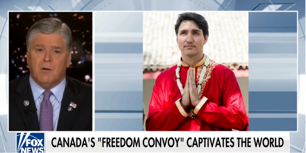 WATCH: Sean Hannity slams Justin Trudeau as a 'disgrace' for 'demonizing hardworking truckers'