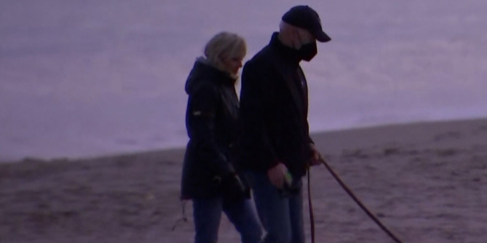 Triple-vaxxed Bidens wear masks while alone on beach with dog