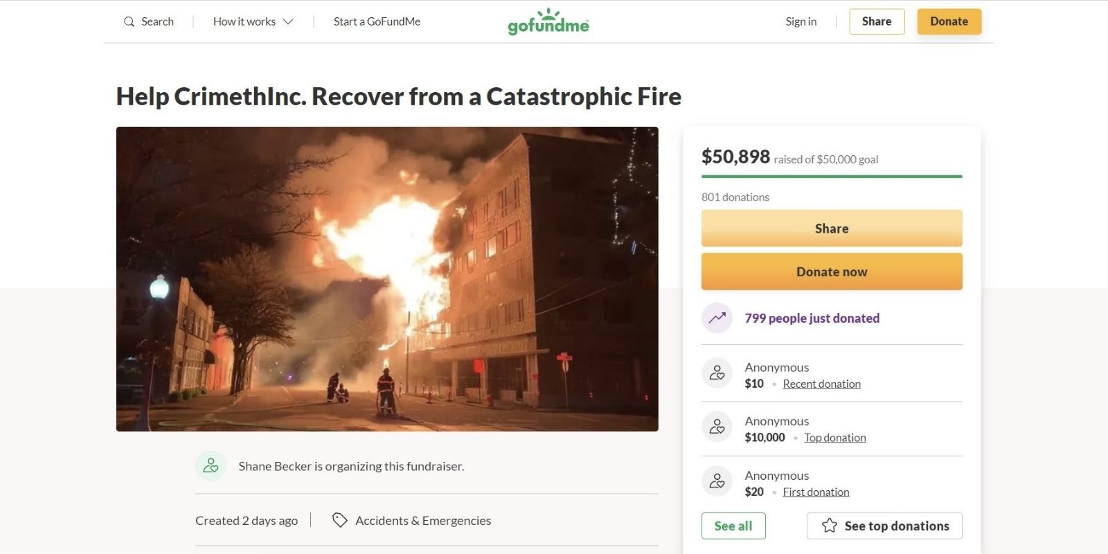Far-left group that calls for arson raises $50,000 on GoFundMe after fire destroys its office