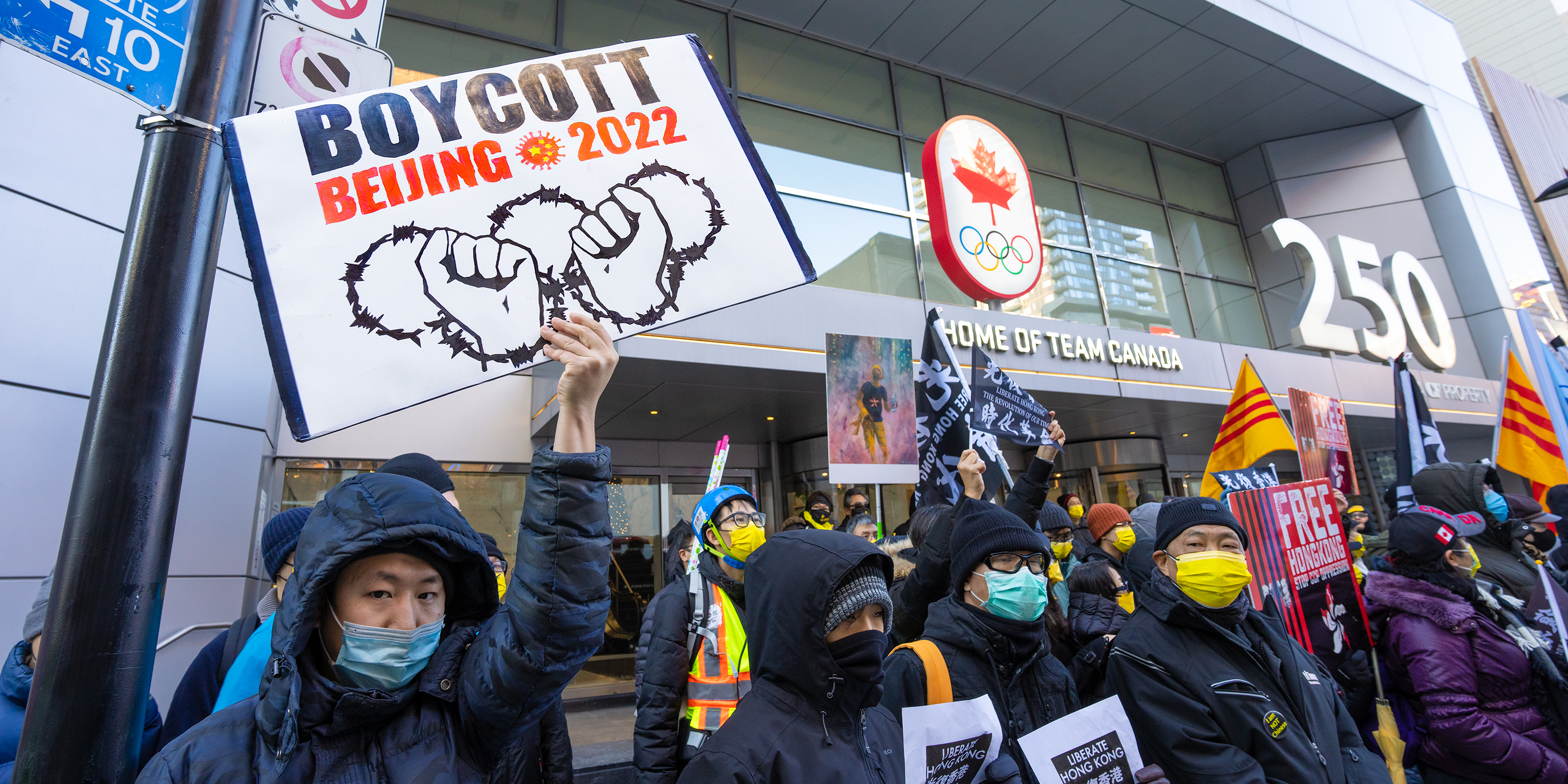 Human rights activists call for full boycott of Beijing Olympics during Toronto protest