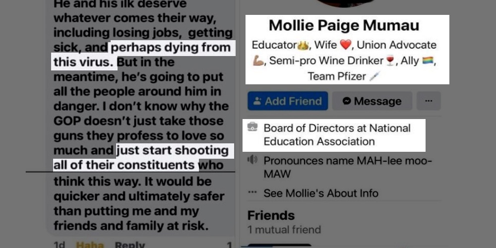 National Education Association board member wished death on those seeking exemptions from COVID mandates