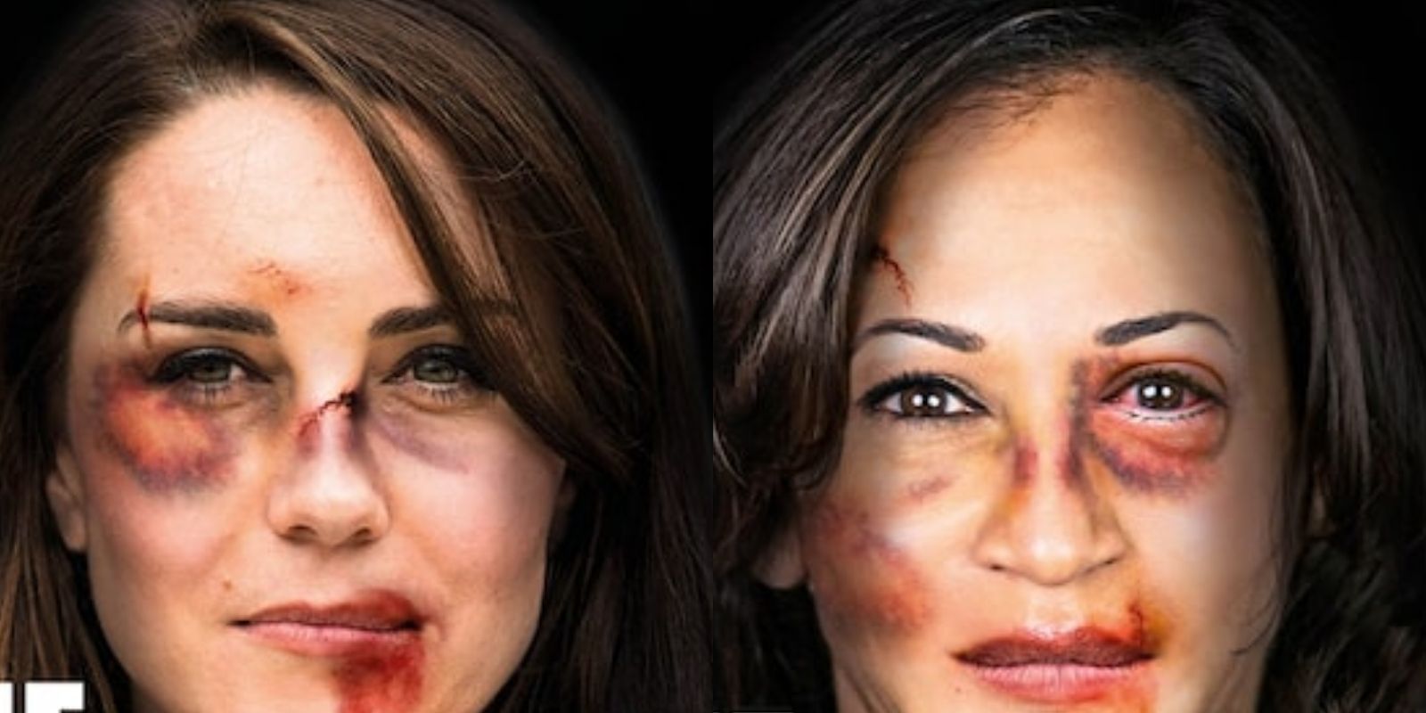 Domestic violence campaign uses photoshopped pics of Kamala, Kate Middleton
