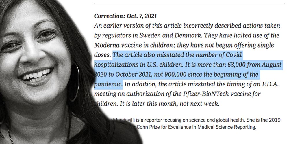 New York Times issues EPIC correction after falsely claiming number of US children hospitalized with COVID-19 was 900,000