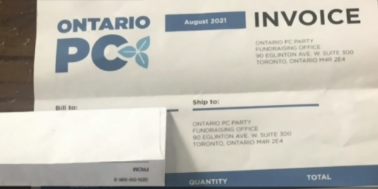 Ontario PC party apologizes for fundraising letters resembling invoice