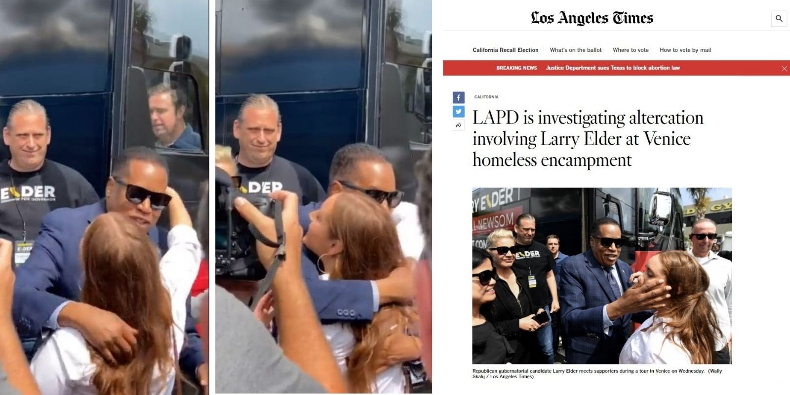 Video of Larry Elder hugging supporter debunks manipulated LA Times photo that suggested he slapped her
