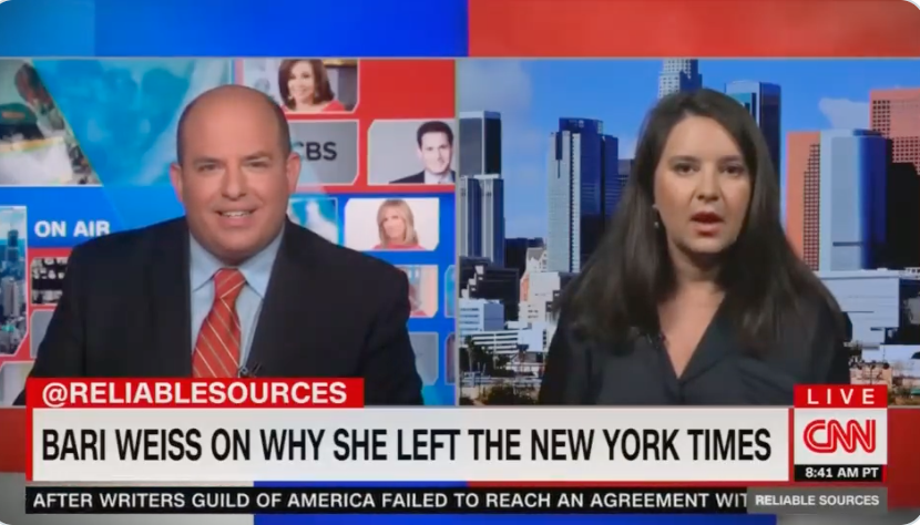WATCH: Bari Weiss SCHOOLS CNN's Brian Stelter about mainstream media's complicity in subverting truth