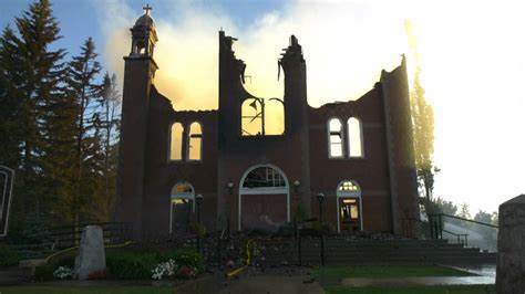 Catholic church north of Edmonton destroyed by fire in the middle of the night