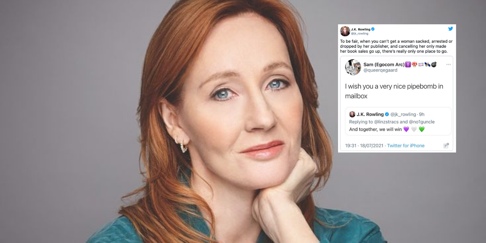 JK Rowling sent violent threats by trans activists