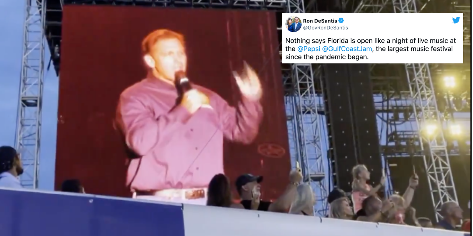 WATCH: Ron DeSantis gets standing ovation at rock festival as he slams Fauci, celebrates freedom