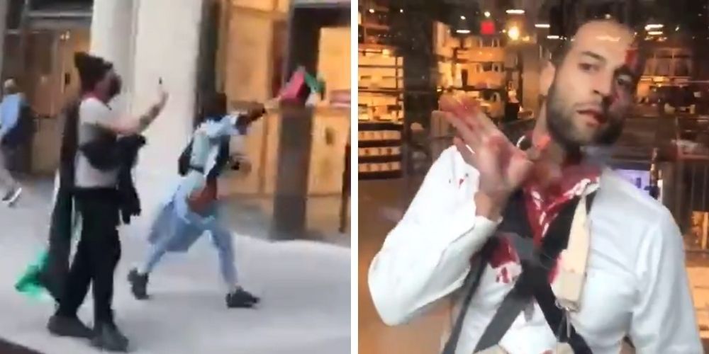 Video shows aftermath of attack on Jewish man by Palestinian activists in NYC