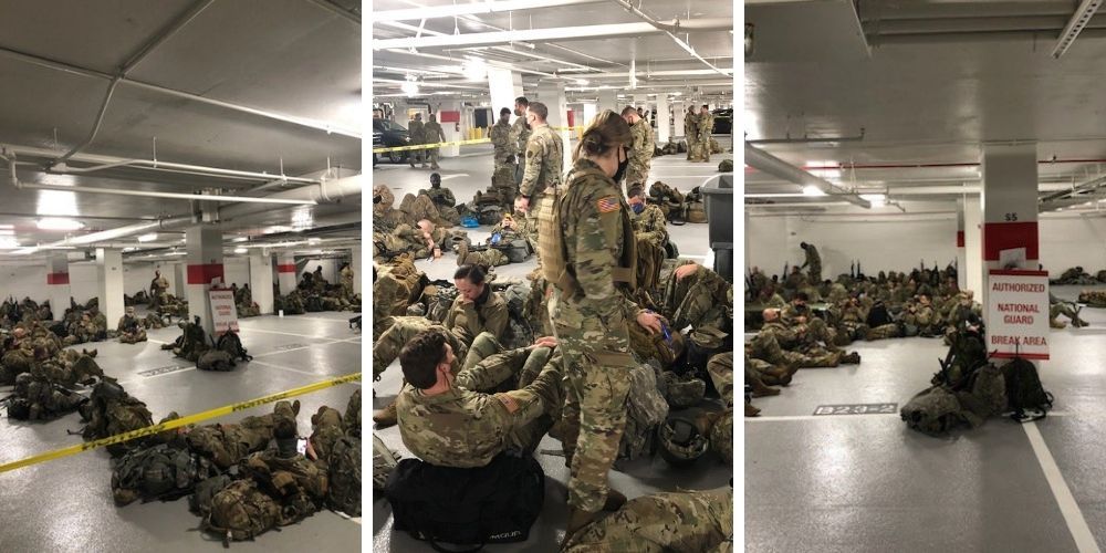 Following Biden inauguration, National Guard troops forced to sleep in parking garages