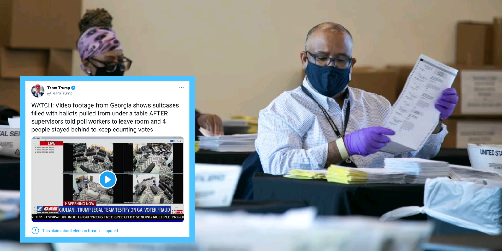 Twitter labels VIDEO EVIDENCE of Georgia voter fraud as 'disputed'