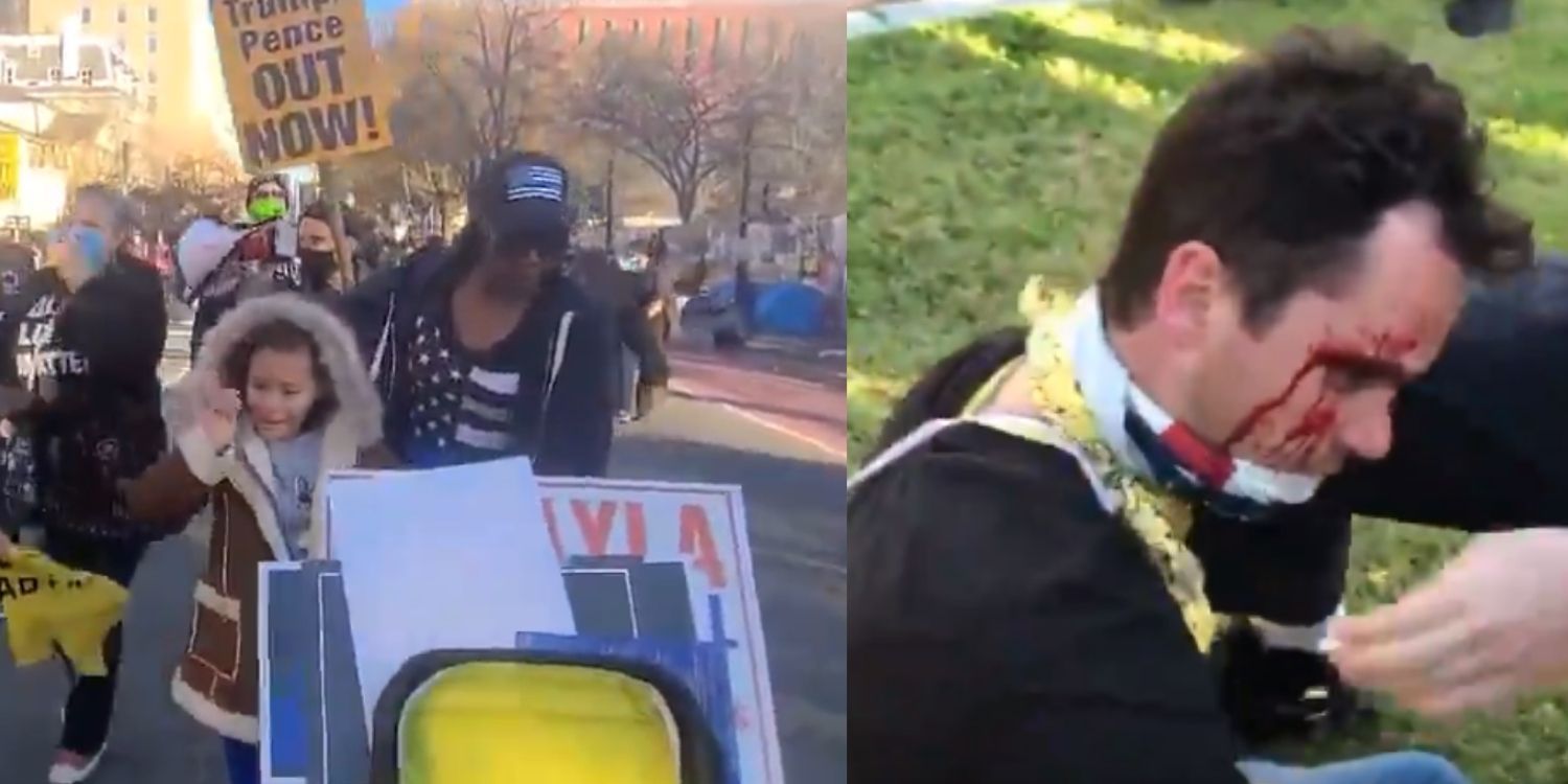 BREAKING: Antifa mob assaults Trump supporters including children in Washington DC