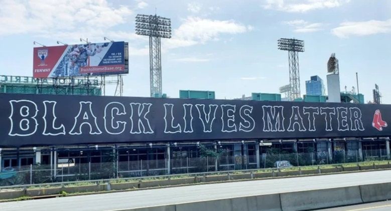 Gigantic Black Lives Matter billboard put up by Boston Red Sox next to Fenway