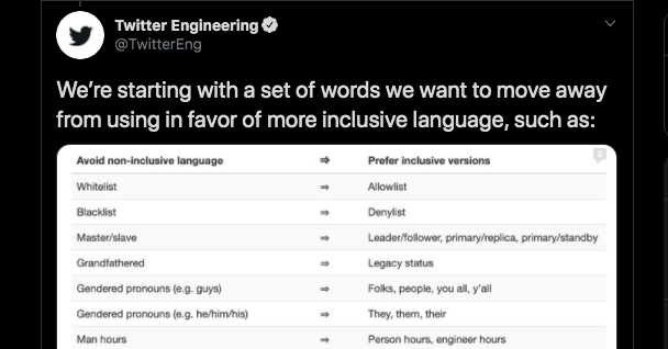 Twitter blacklists the term 'blacklist' and other 'racist' terms