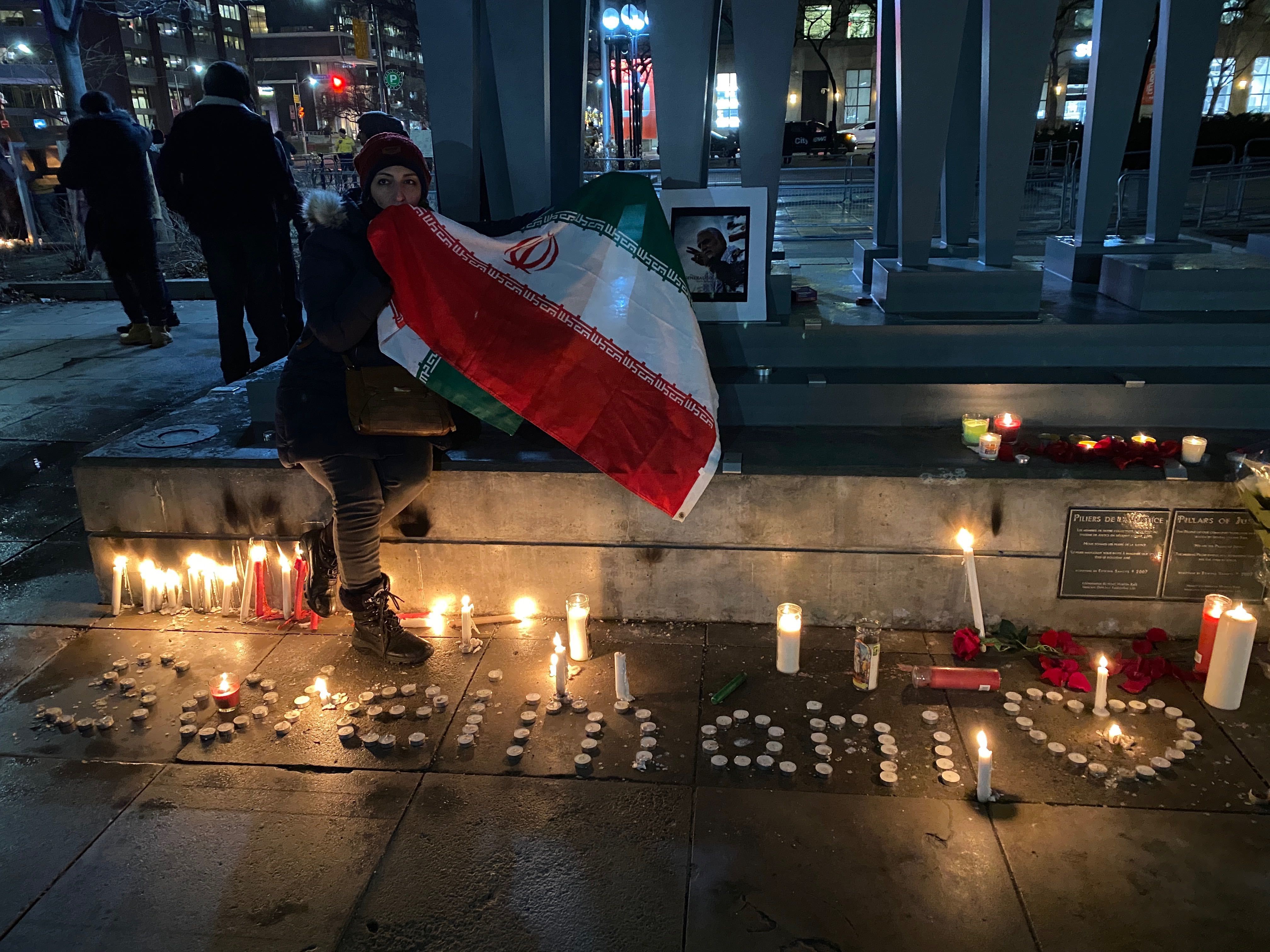 Pro-Iranian terrorist demonstrators build shrine for Qasem Soleimani in Toronto