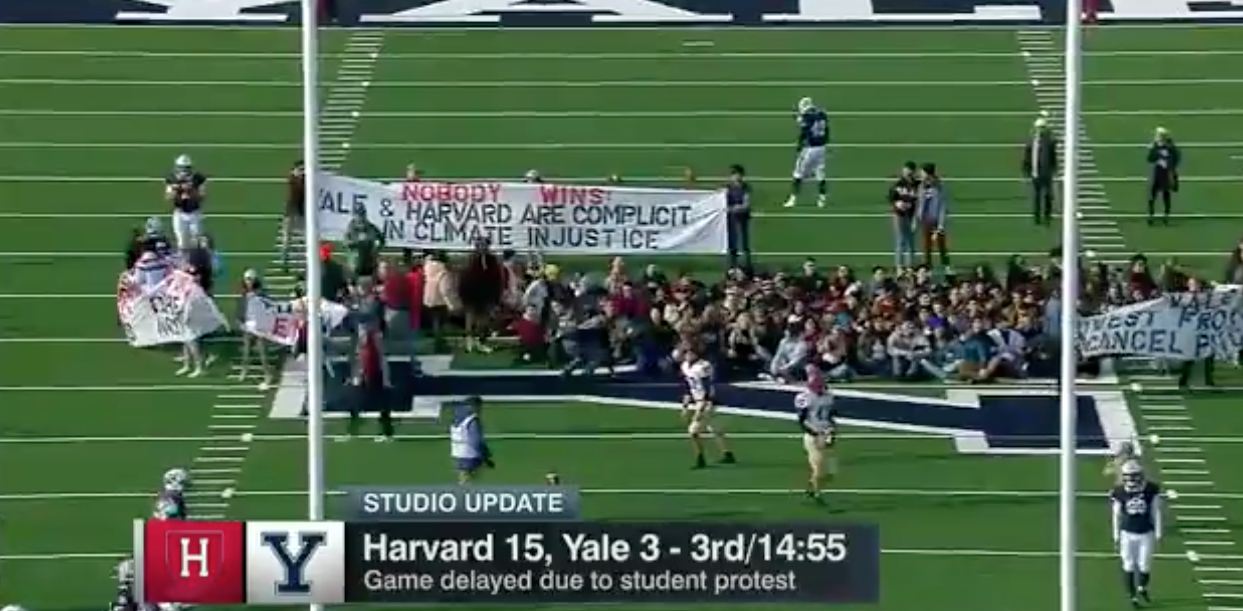 WATCH: Eco-radicals disrupt Yale-Harvard football game