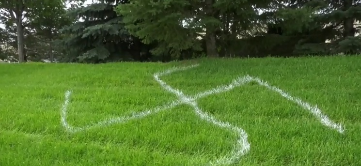 Edmonton neighbourhood defaced with large swastika