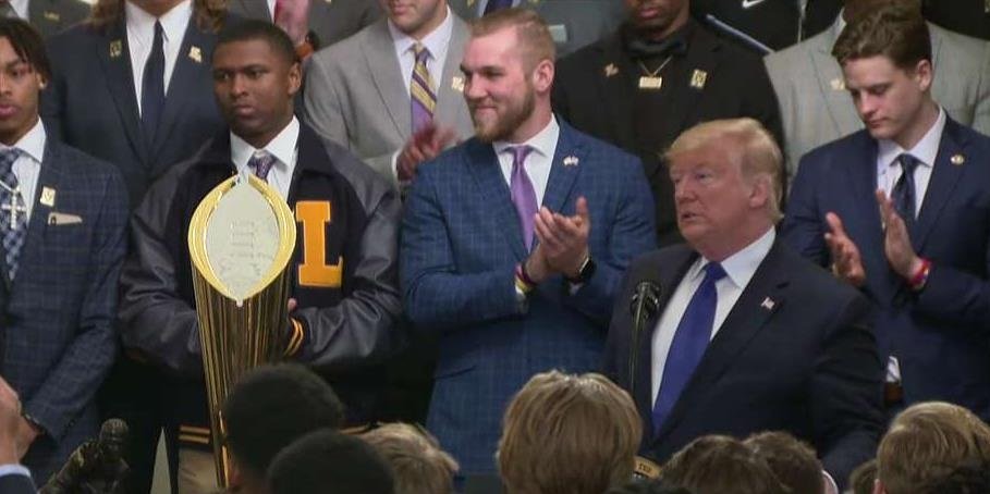WATCH: Trump cracks hilarious jokes with LSU football team at White House