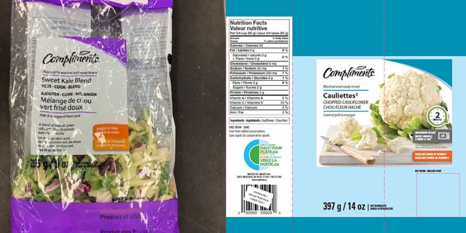Compliments brand fresh-cut vegetables recalled Canada-wide due to Listeria contamination