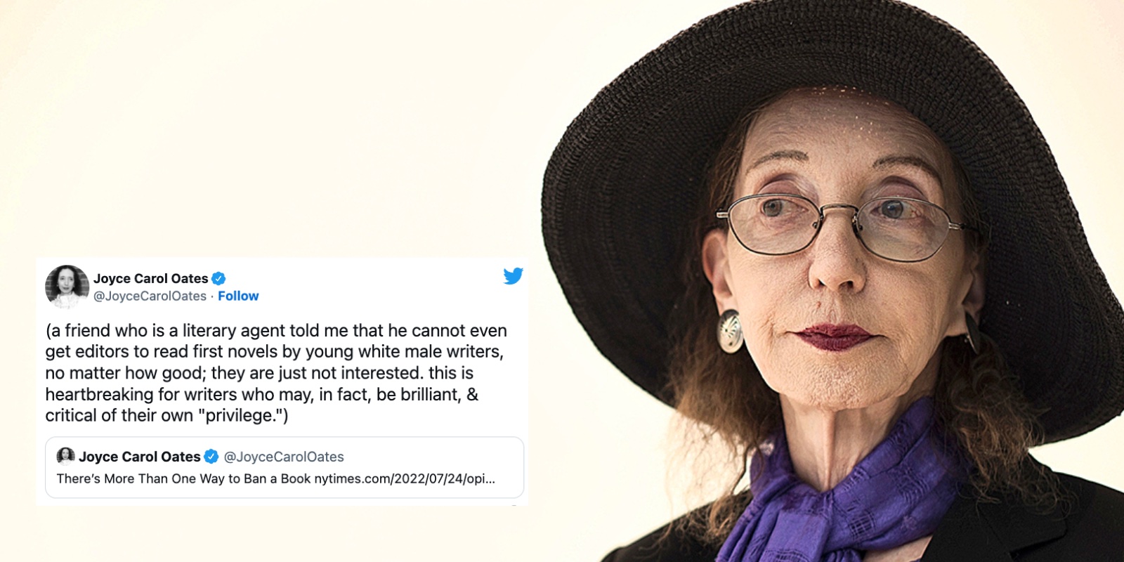 Joyce Carol Oates calls out the censorship of white, male authors