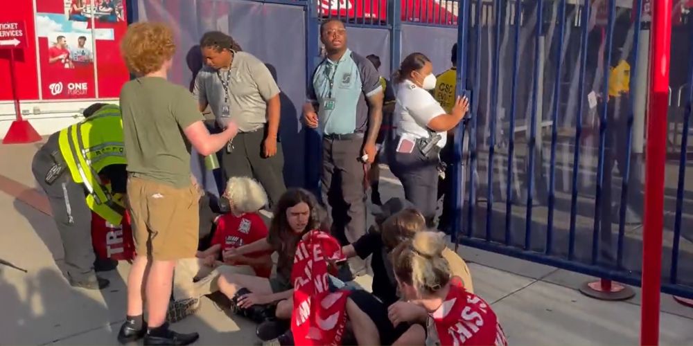 Climate protesters arrested at Congressional Baseball Game while blocking stadium entrance