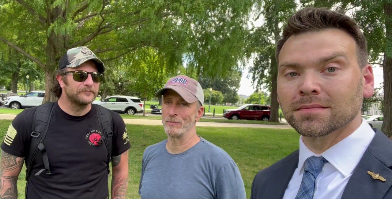 BREAKING: Posobiec confronts Stewart, then both agree to help vets