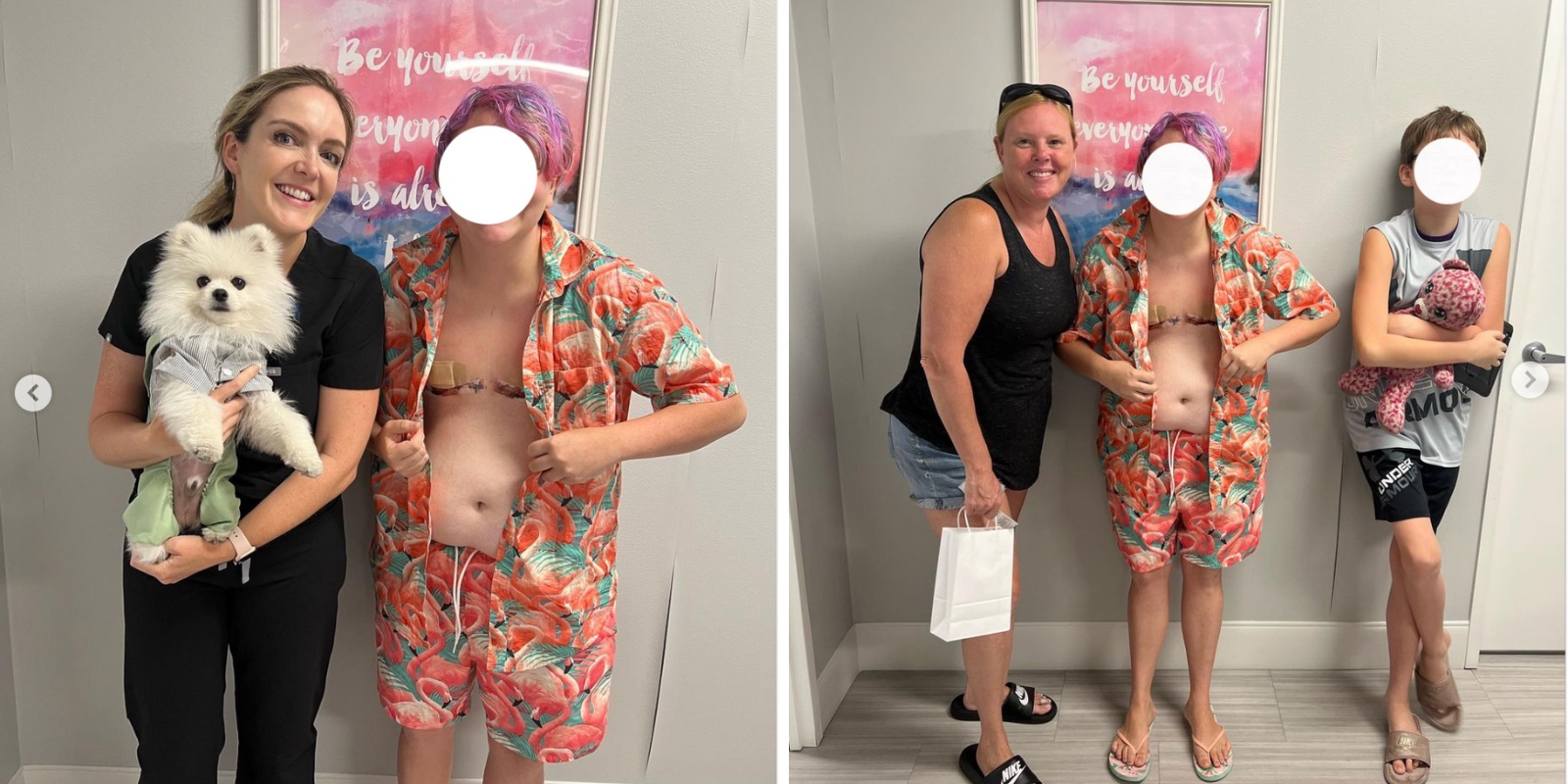 'Yeet the teet' doctor poses with teen patient after double mastectomies