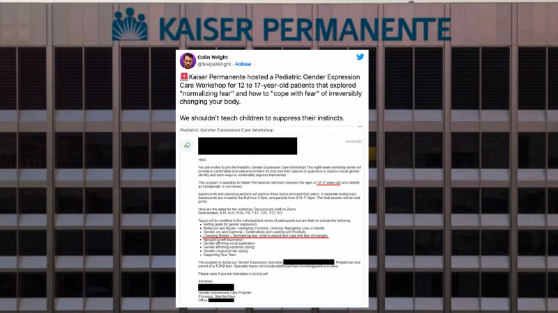 REVEALED: Kaiser Permanente held teen 'gender expression care workshops' to 'cope with fear of changes'