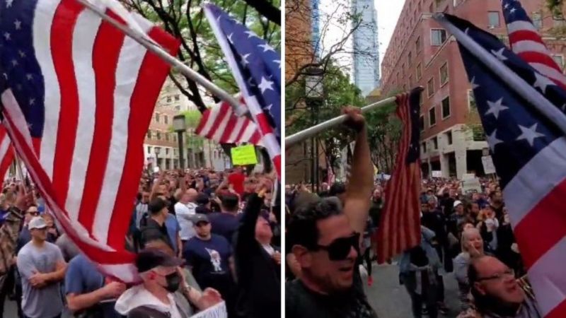 BREAKING: Massive protest against vaccine mandate held in NYC, anti-Biden chants fill the air