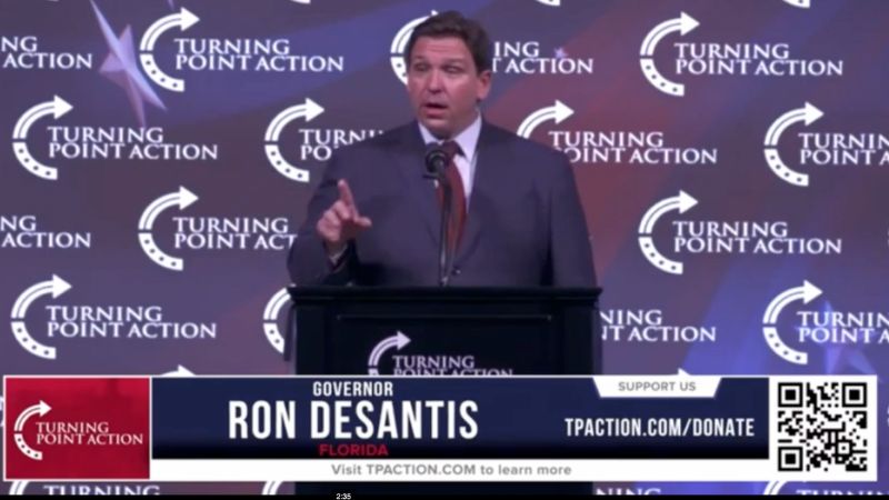 WATCH: Ron DeSantis gets standing ovation at Turning Point Action Rally for flying illegal immigrants to Martha's Vineyard