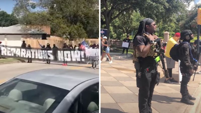 Armed black protesters march in Austin, Texas to demand end to illegal immigration amid Biden border crisis