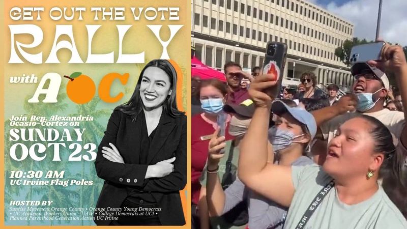BREAKING: AOC confronted by Latino protesters at UC Irvine over human smuggling, warmongering