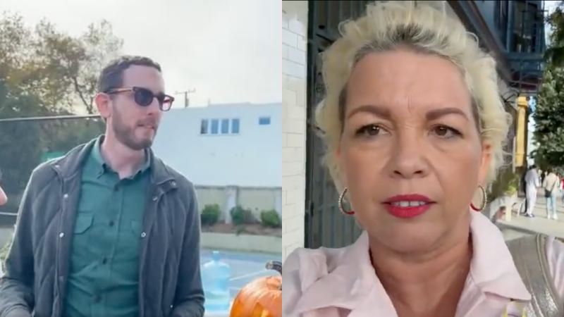 State Senator Scott Wiener confronted by women's rights activist over trans prison policy