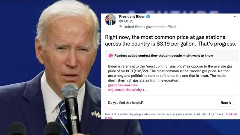 BREAKING: Twitter fact checks Biden over gas price