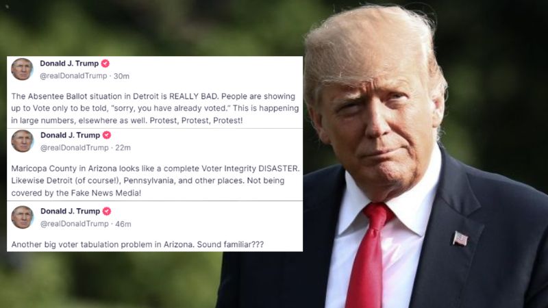 'Protest, Protest, Protest!': Trump calls out problems at the polls in Arizona, Michigan