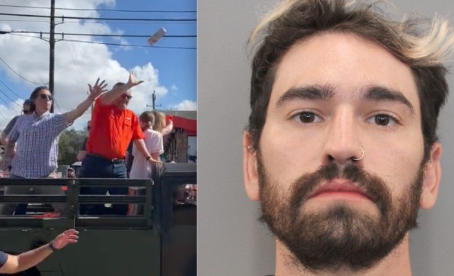 WATCH: Protestor arrested after throwing can at Ted Cruz