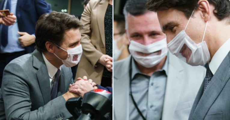 CRINGE: Justin Trudeau wears INSANE transparent mask revealing his creepy smile