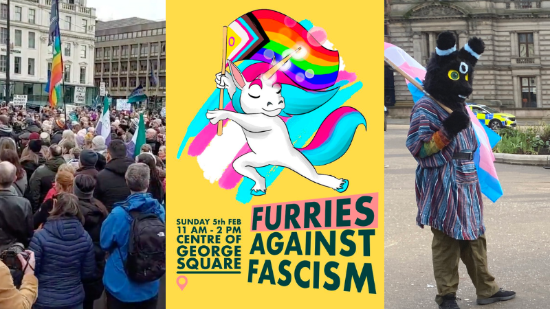 Furries protest against women's rights activists in Scotland