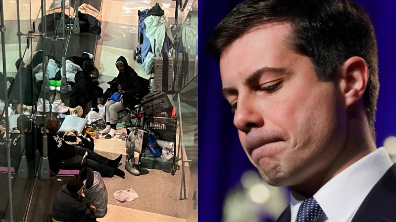 Homeless camp sets up next to baggage claim at Chicago's O'Hare Airport