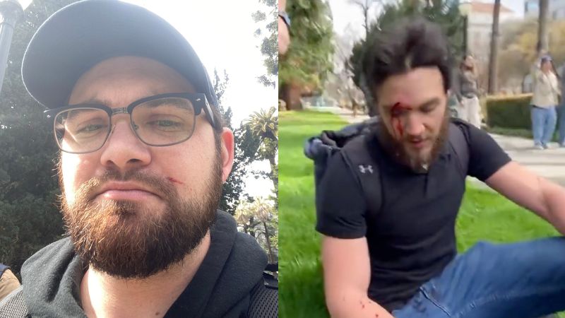 BREAKING: Journalist attacked, man bloodied by Antifa during Chloe Cole's Detransition Awareness Day rally in Sacramento