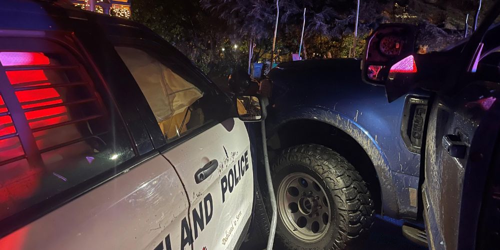 Suspect rams Portland police cruiser while fleeing in stolen truck 