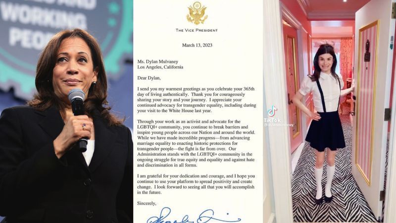 Kamala Harris offers her 'gratitude' to TikToker Dylan Mulvaney for performing 'girlhood' for 365 days