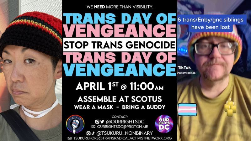 Radical trans activists to join forces with Antifa for Trans Day of Vengeance event in DC