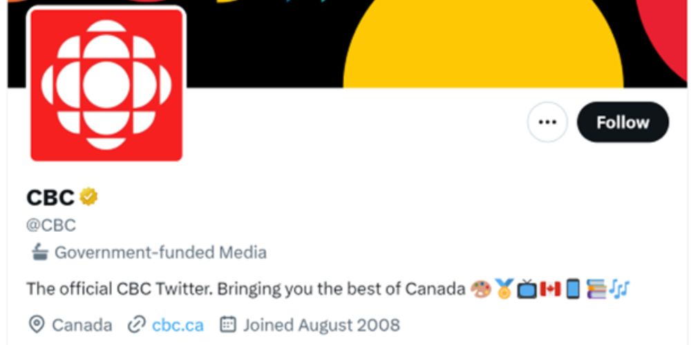 BREAKING: CBC labeled as 'government-funded media' by Twitter