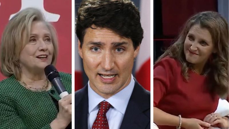 WATCH: Hillary Clinton and Chrystia Freeland praise 'feminist' Justin Trudeau, claim conservatives are 'undermining democracy'