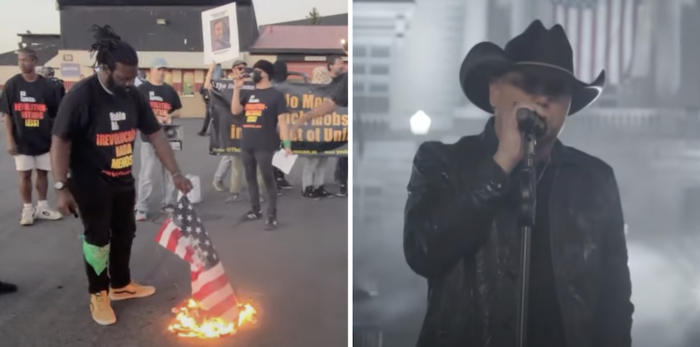 Communists burn US flags outside Jason Aldean concert in Chicago 